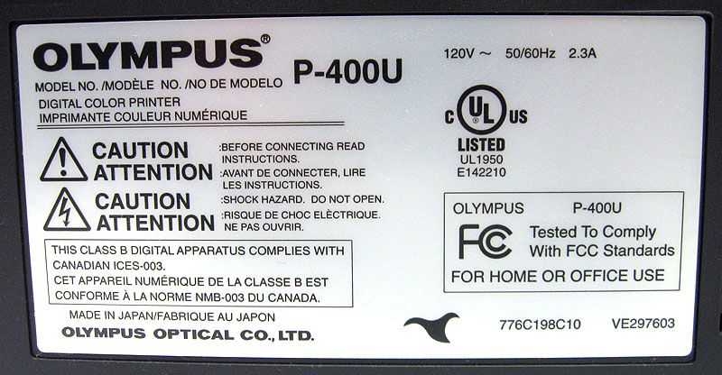 Olympus P 400U Dye Sub USB/Parallel Color Digital Photo Printer