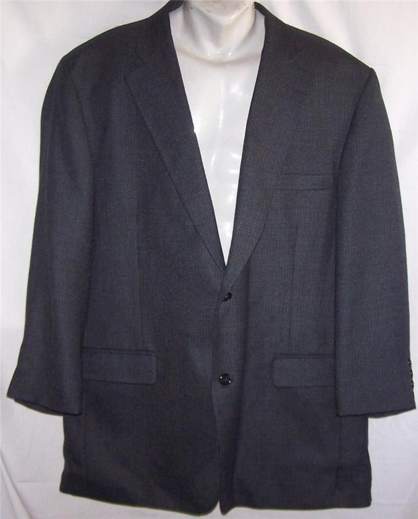 48L Haggar BLACK NAVY BLUE TWEED WOOL Bld sport coat suit blazer