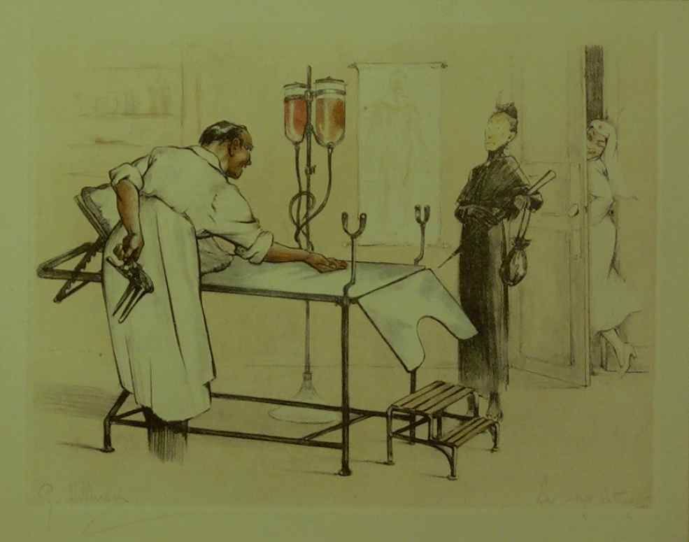 Gaston Hoffmann B 1883 Medical Satire Lithograph