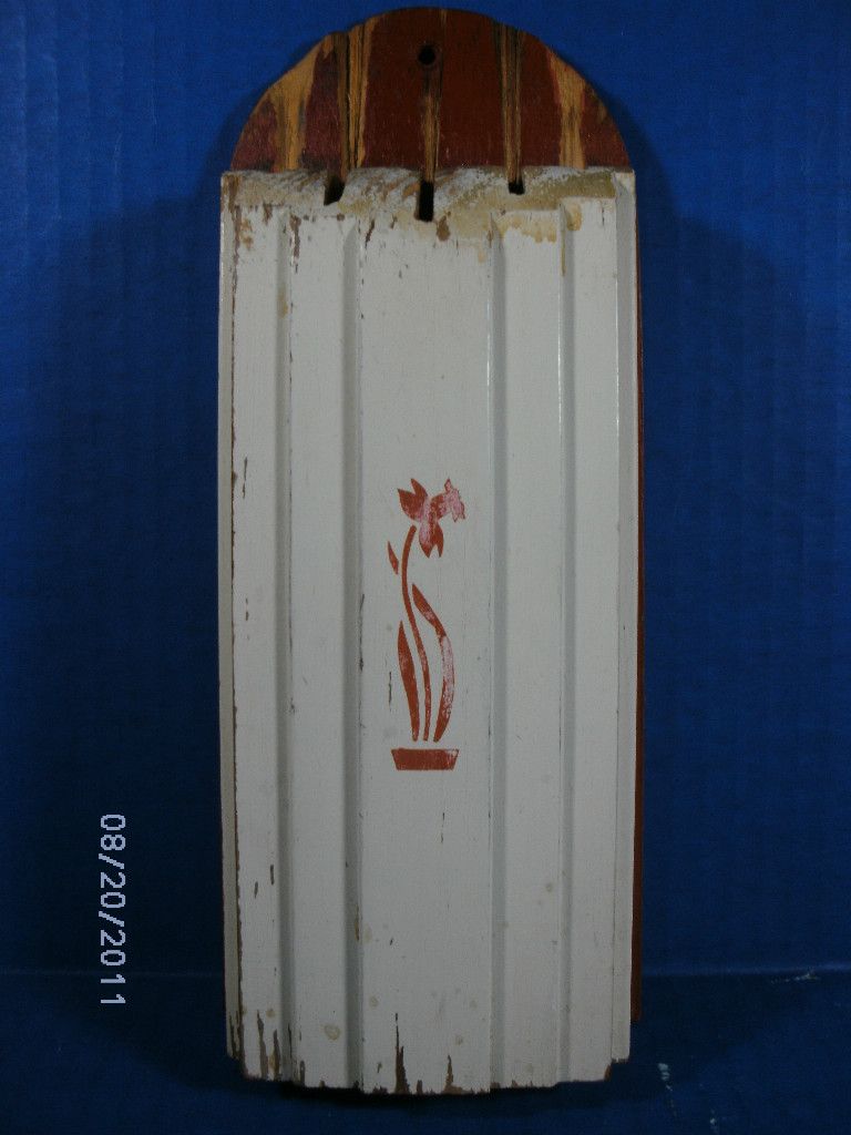  Vintage Nuway Wood Kitchen Knife Holder Red w Label