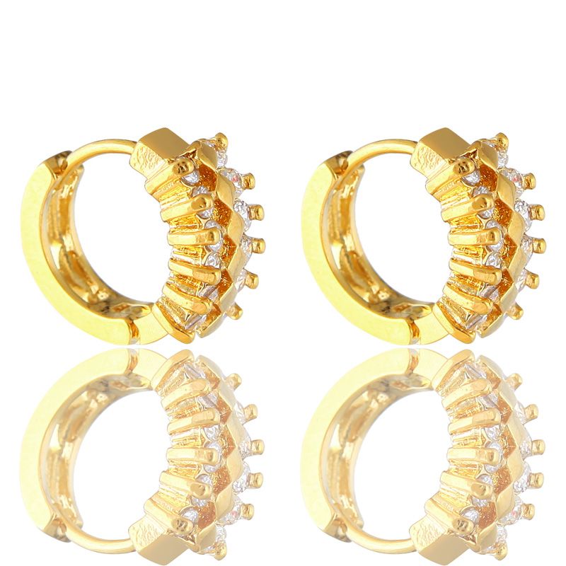  Jewelry Lady *Hoop Fine Clear Topaz Yellow Gold GP Earrings Earings