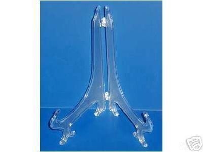 Six Clear Frosted 10 Plastic Plate Stands Easels