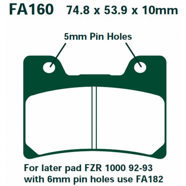  FZR1000 TDM850 V MAX FJ1200 FRONT BRAKE PAD SETS EBC FA160