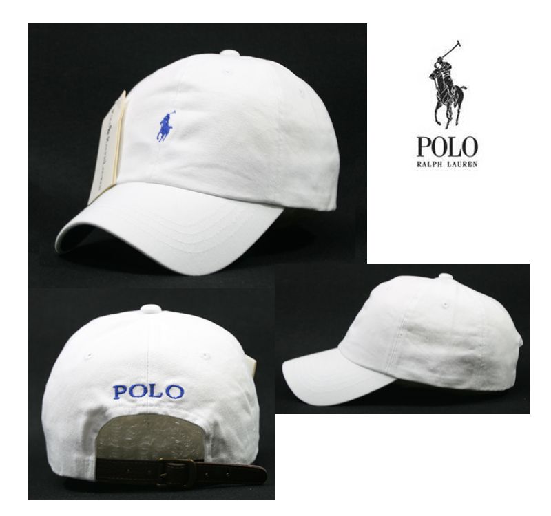 Polo Baseball Cap Ralph Lauren White Cap with Blue Small Logo