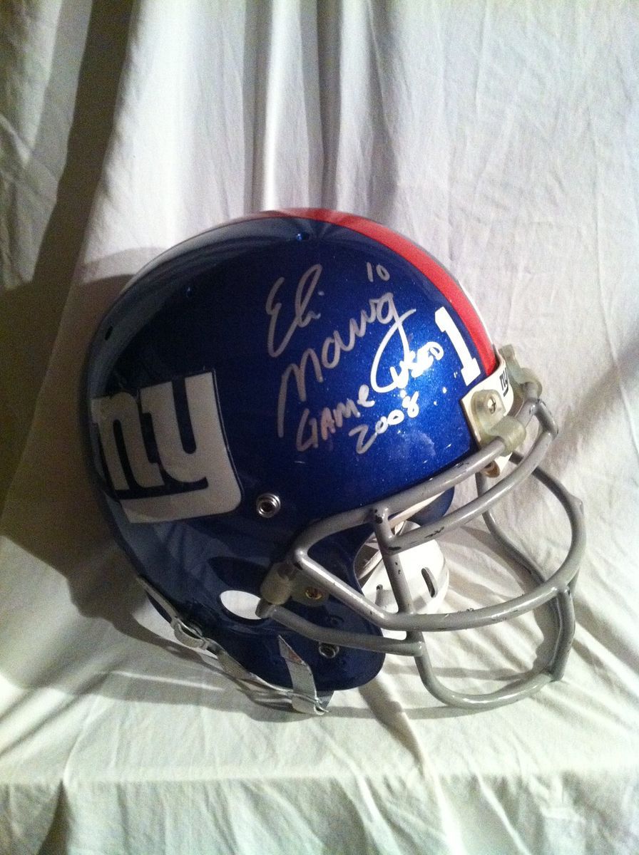 Eli Manning Auto 2008 Game Used Worn Helmet Steiner