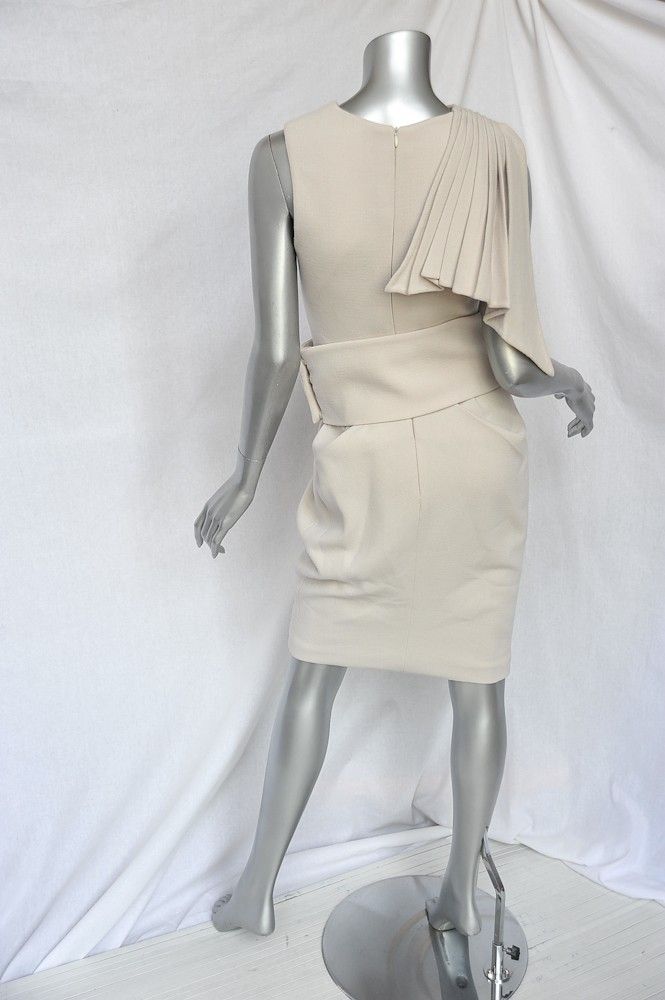 Elie Saab Runway Couture Womens Drape Sleeveless Self Belted Knee