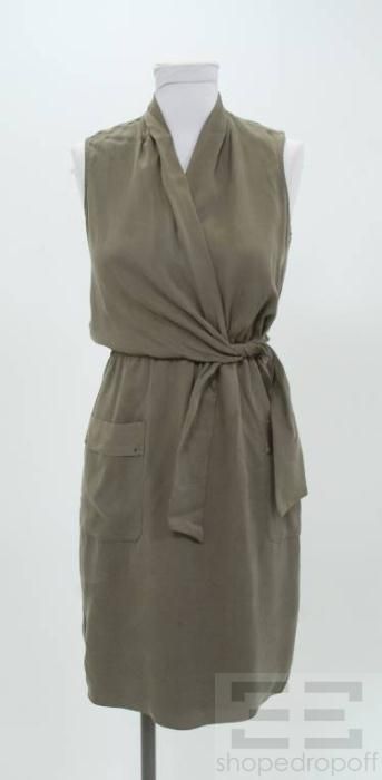 Elie Tahari Taupe Sleeveless Tie Front Dress Size US 0