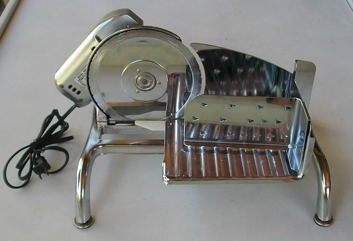 VINTAGE RIVAL ELECTRIC FOOD SLICER STAINLESS STEEL MODEL 1101E 4 WORKS