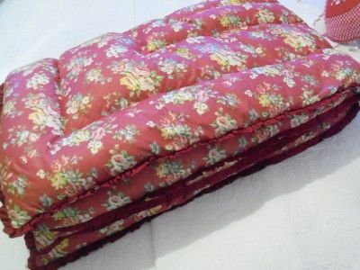 Gorgeous Vintage Feather Eiderdown Quilt Roses Flora 44x66 EX Cond