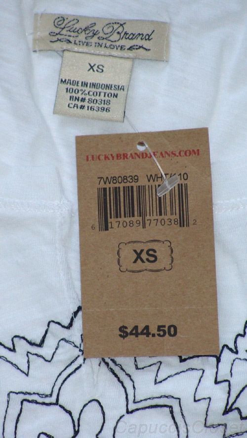  Womens Shirt Ella Top Embroidered Tee T Shirt White XS New
