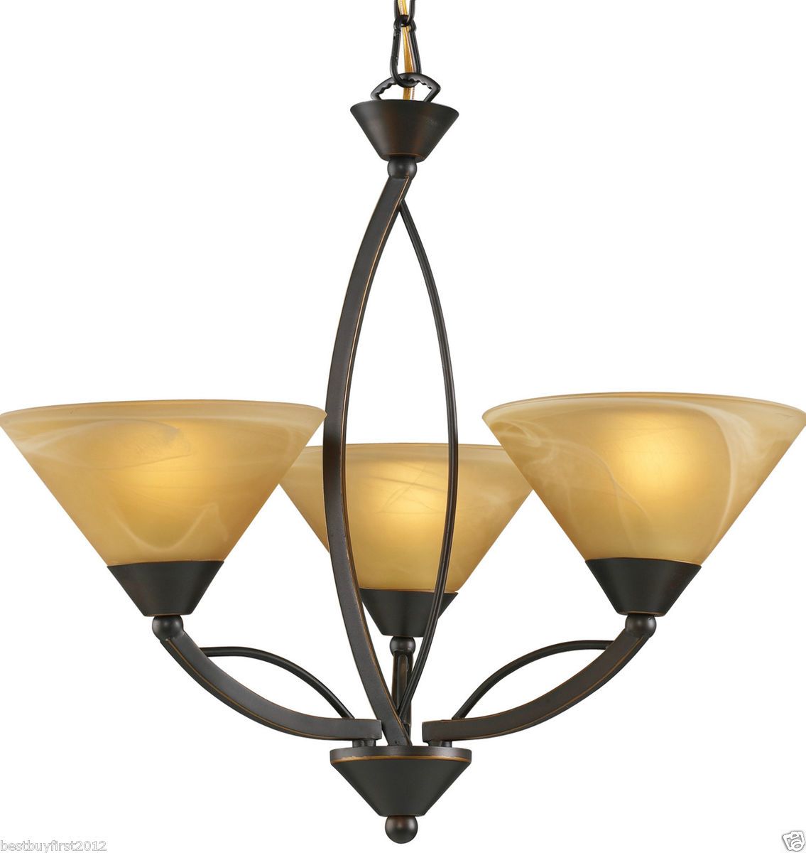 ELK Ltg Elysburg Contemporary 3 Lt 20 W Tea Stain Swirl Chandelier