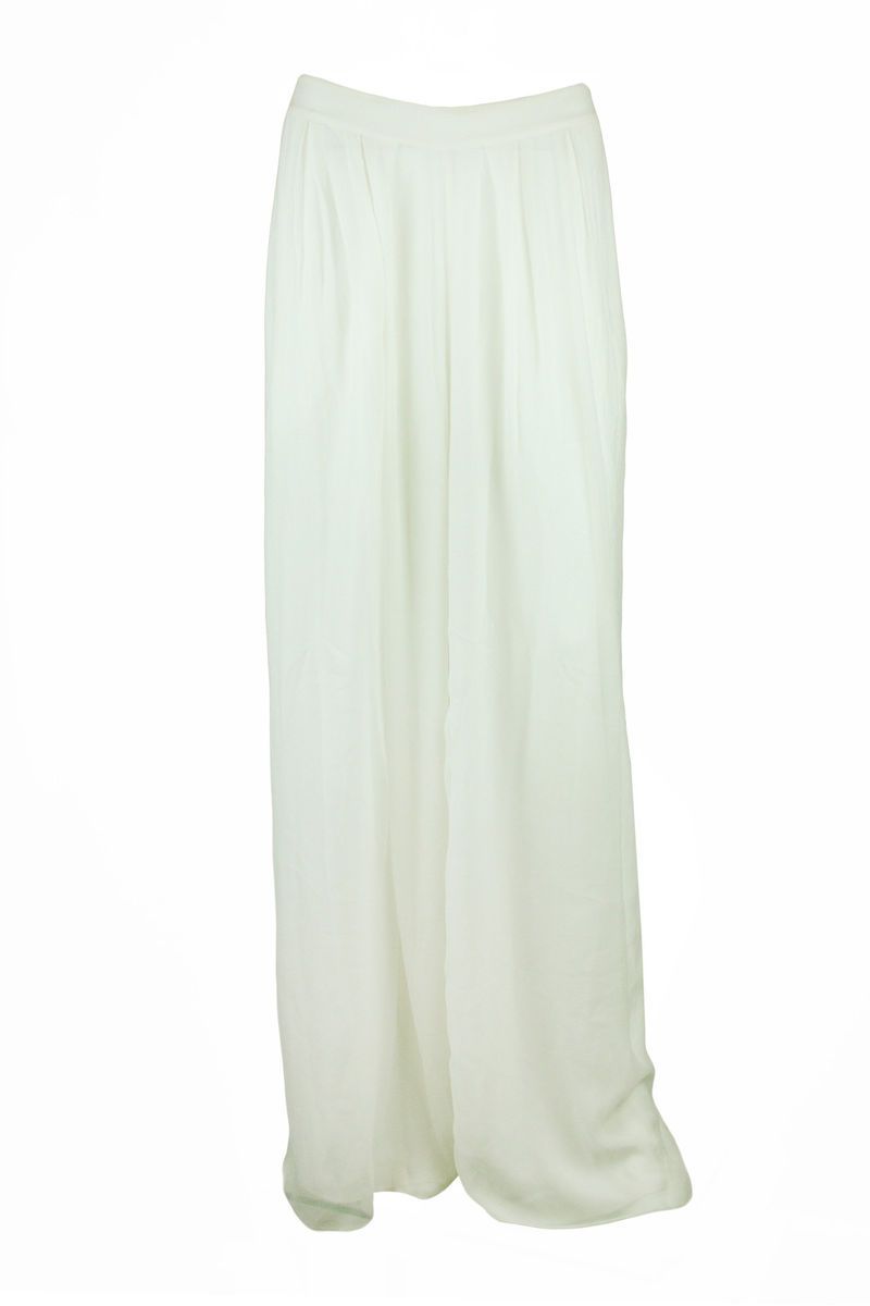 Elizabeth and James Womens White Vera Wide Leg Silk Chiffon Pants 6 $