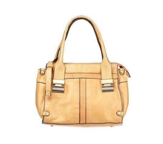 Makowsky Glove Leather Satchel with Seaming Detail & Zip Closure