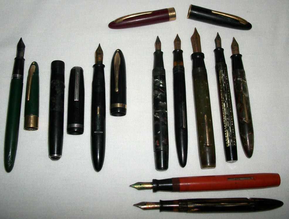 Vintage Fountain Pen Lot Parts Sheaffer Esterbrook Mentmore Wasp Etc