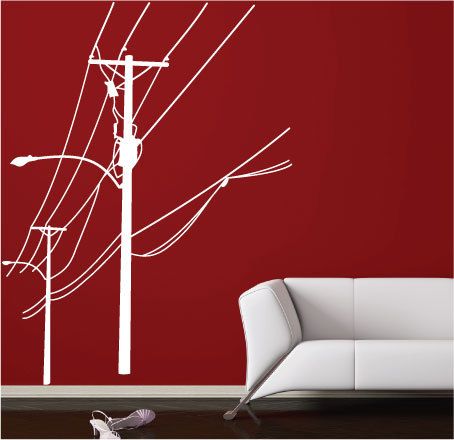 Electric Pole Vinyl Art Wall Stickers Wall Decals