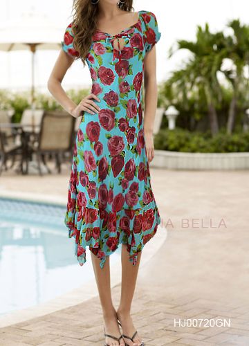 New Sz 10 Embellished Tea Ladies Summer Casual Chiffon Turquoise Dress