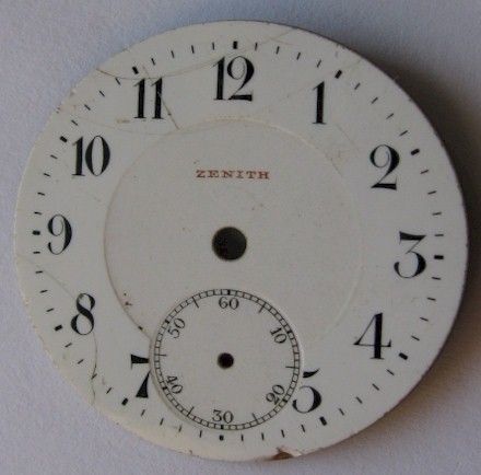 Dial Watch Zenith 28 7 mm in Porcelain Damaged with Hairlines