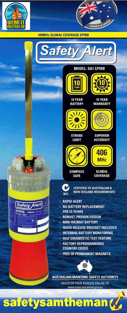 EPIRB KTI SA1 406 MHz Rescue PLB Beacon Land or Sea Use 10 Year