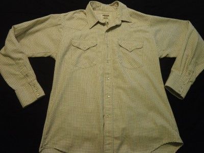  Medium Weight Long Sleeve Western Pearl Snap Shirt Sz L EUC