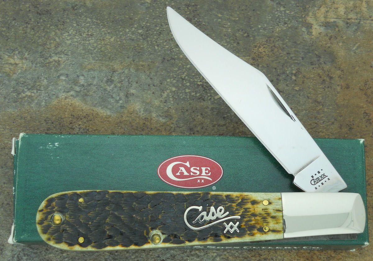 Case XX 2001 Antique Olive Green Bone Grand Daddy Barlow Knife 6143 SS