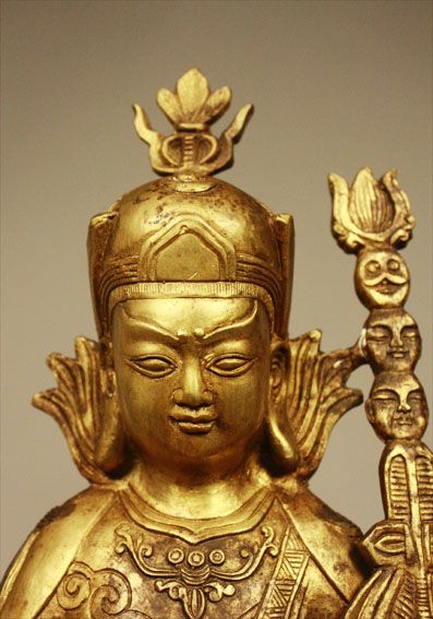 Buddha Padmasambhava Sculpture Brass Bronze Tibetan Tibet Figure