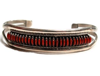 Edith Tsabetsaye Coral Needlepoint Cuff Collectors