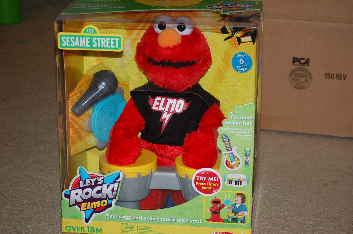  STREET LETS ROCK ELMO PLAYSKOOL SINGING DOLL + DRUM SET MICROPHONE