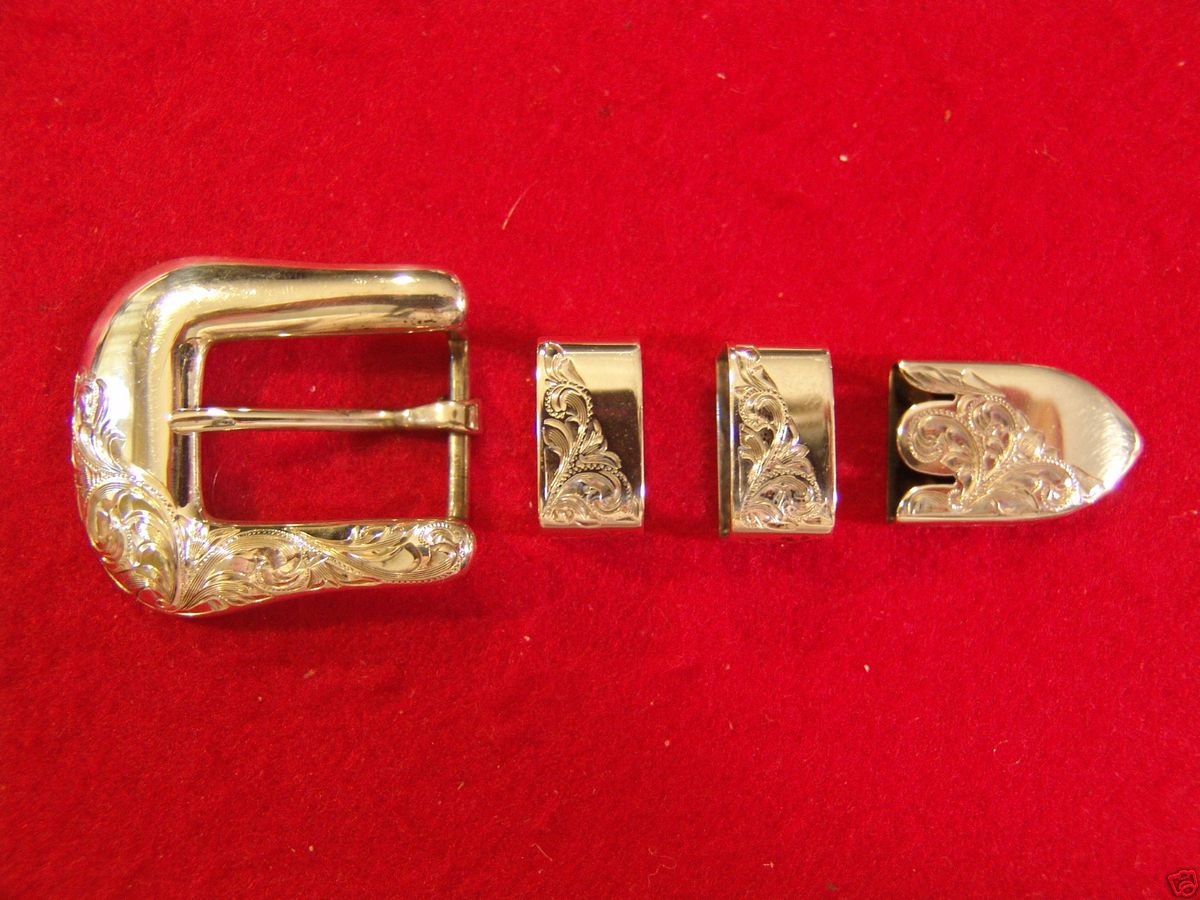 Elk Creek 4pc Engraved Sterling Silver 925 Buckle Set by Vogt