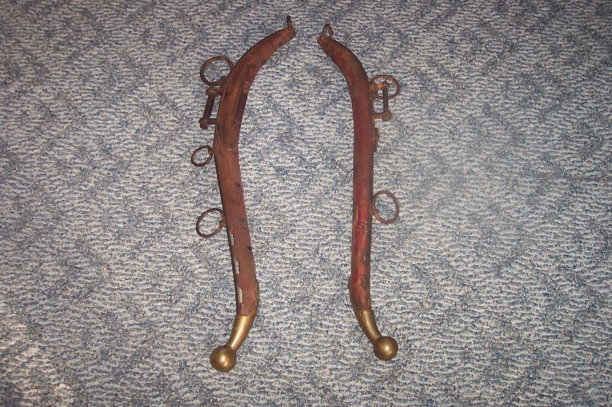 OLD NICE Horse HAMES Harness Hitch ANTIQUES Wood Brass Cabin Old