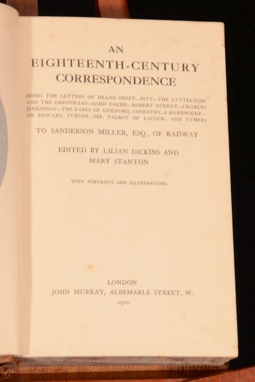 1910 An Eighteenth Century Correspondence Deane Swift Pitt Dickins