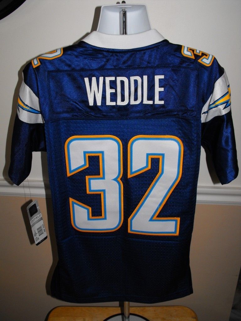  Sewn Eric Weddle 32 San Diego Chargers Youth Small s 8 Reebok Jersey