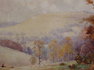 Marten Superb Autumn Hills Watercolour 19th Cent