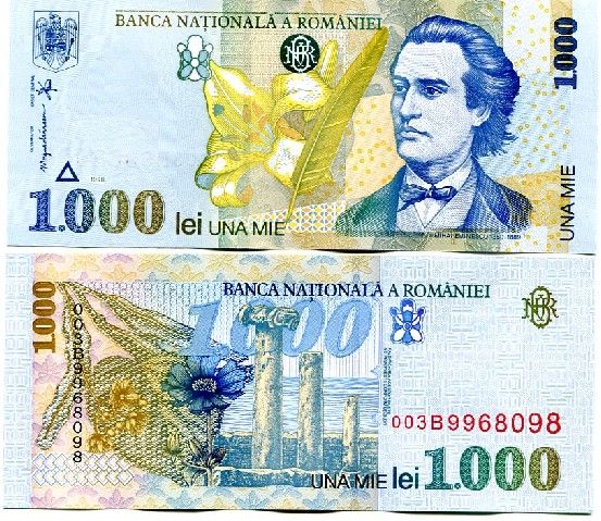  romaniei 1998 pick 106 grade unc this note features mihai eminescu