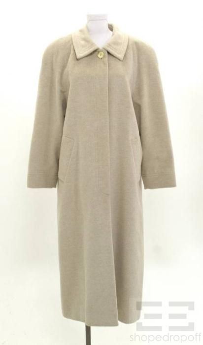 ESCADA Tan Cashmere Wool Angora Button Front Long Coat