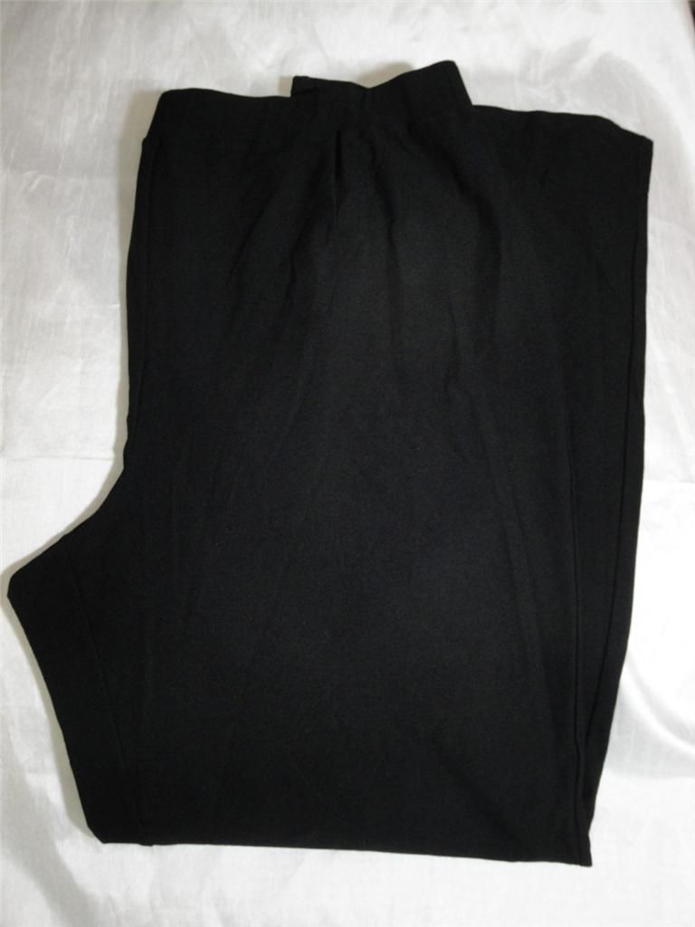 Eileen Fisher Woman Plus Size Stretch Crepe Wide Leg Pant w Yoke Black