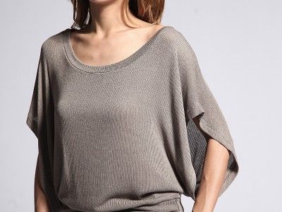 MOGAN Chic Slouchy Batwing Flutter Sleeve Top Draped Soft Knit Dolman