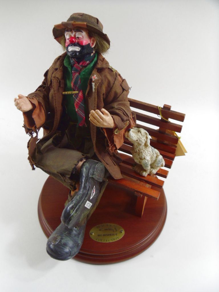 Emmett Kelly Real Rags Flambro Big Business 2 Sad Clown Figurine