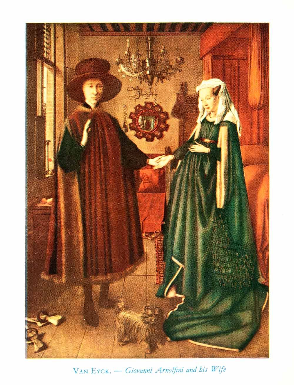 1950 Photolithograph Jan Van Eyck Art Giovanni Arnolfini Wife Portrait