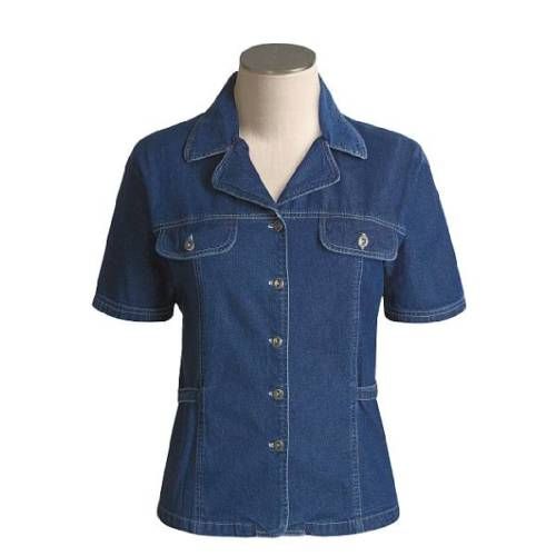 Erik Stewart Womens Jean Denim Shirt 3X Top 24 26 New 