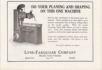 1920 lynd farquhar co boston ma ad open side planer