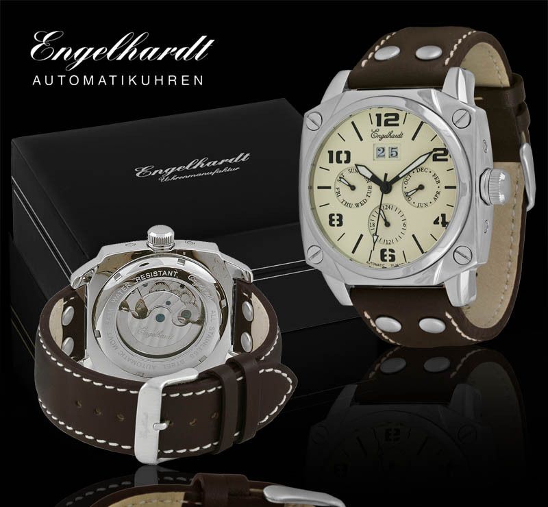 Engelhardt Military Watch Square Case Beige Dial Ø45 German Automatic