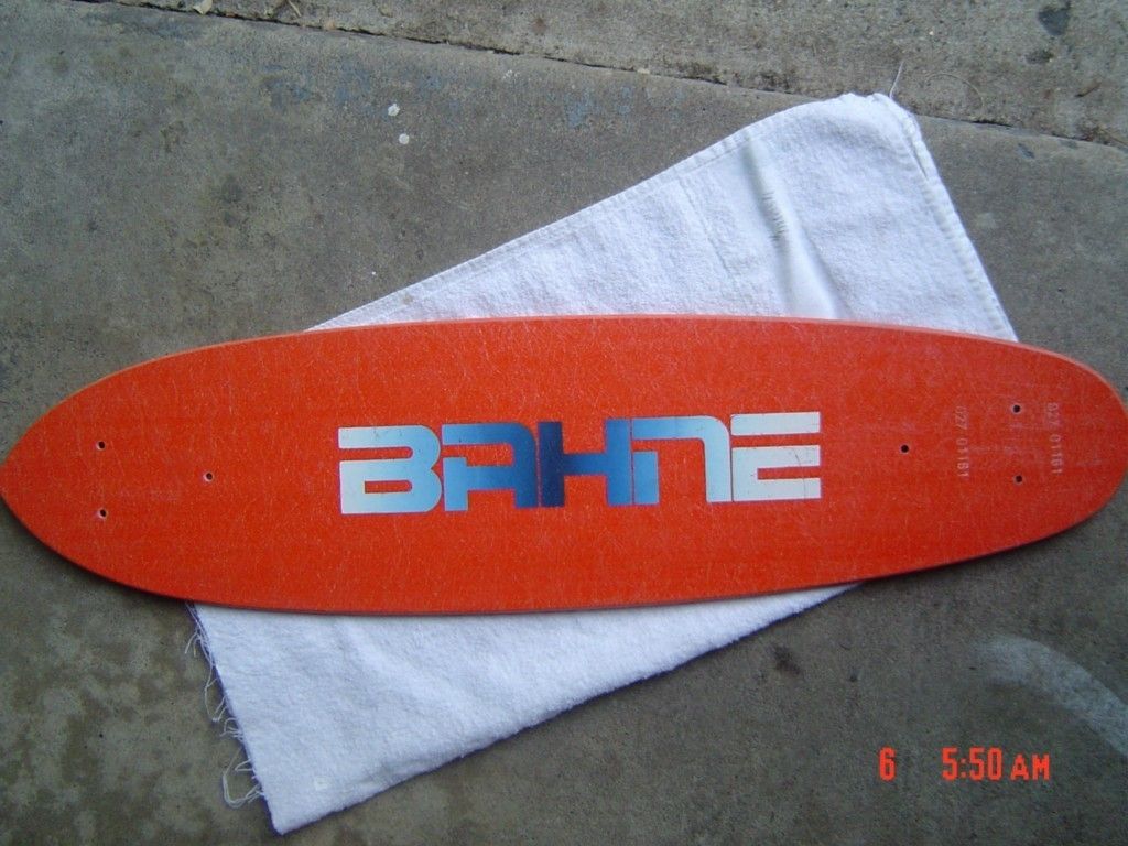 NOS 70s Vintage BAHNE Fiberglass Skateboard Deck