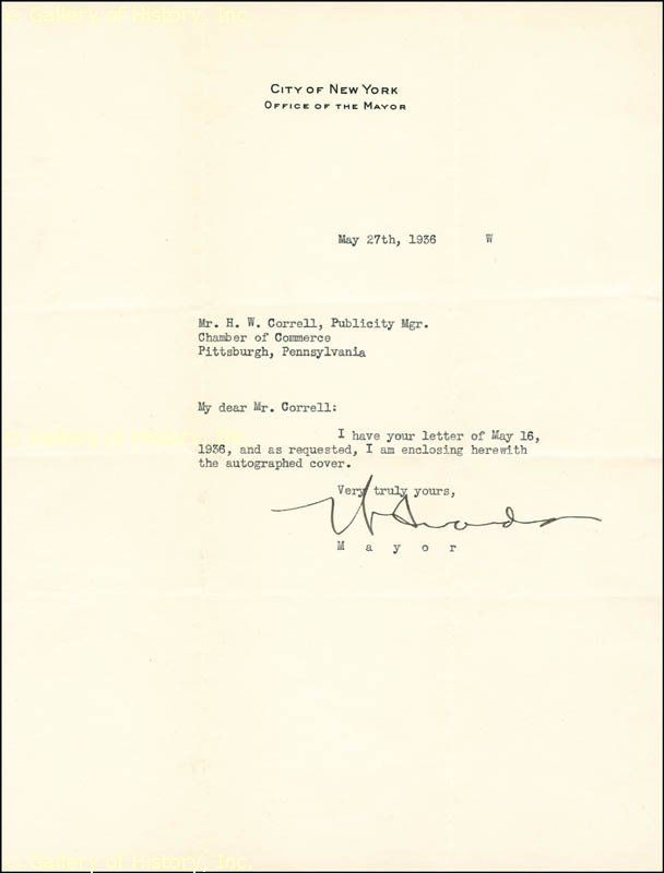 Fiorello Little Flower LaGuardia Typed Letter Signed