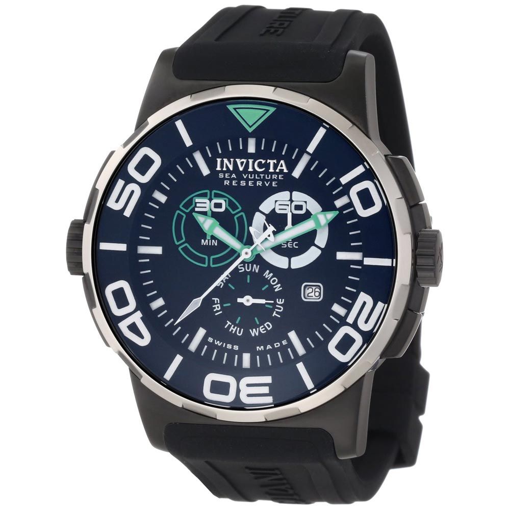 Invicta 1732 Mens Reserve Sea Vulture Black Dial Chronograph Black