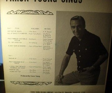 RARE Faron Young LP on Faron Young Records VG Plus Vinyl Signed by Ray