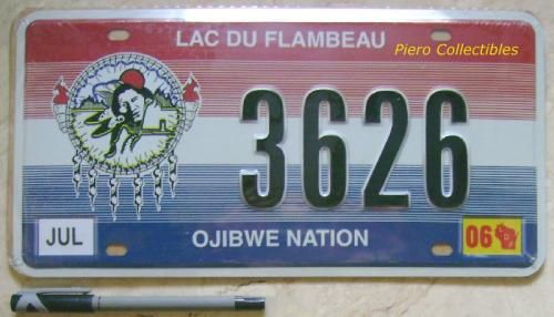 Car Plate Lac Du Flambeau OJIBWE Nation Reproduction USA