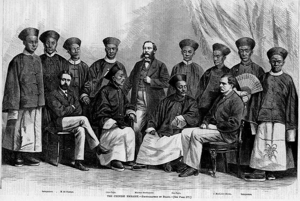 Chinese Embassy Interpreters 1868 Antique Chinese Print