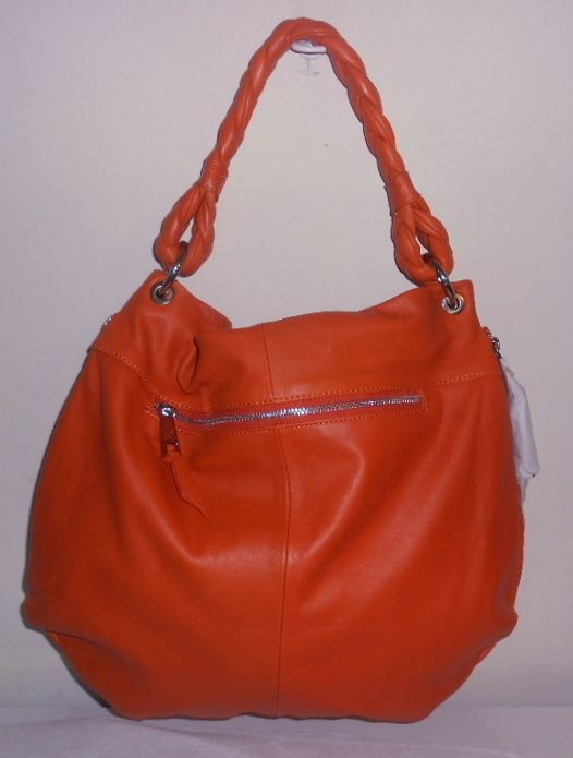 Fenn Wright Manson Handbag Orange Leather XL Round Hobo Tote Boho