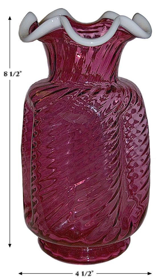 Fenton Ruby Snowcrest 3152 8 1 2 Pinch Vase