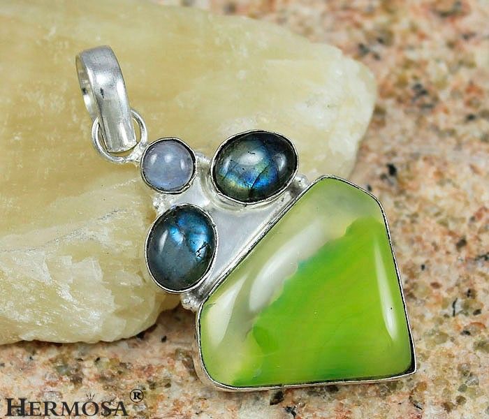 Exotic Fantastic Botswana Labradorite Gems Sterling Silver Pendant 88